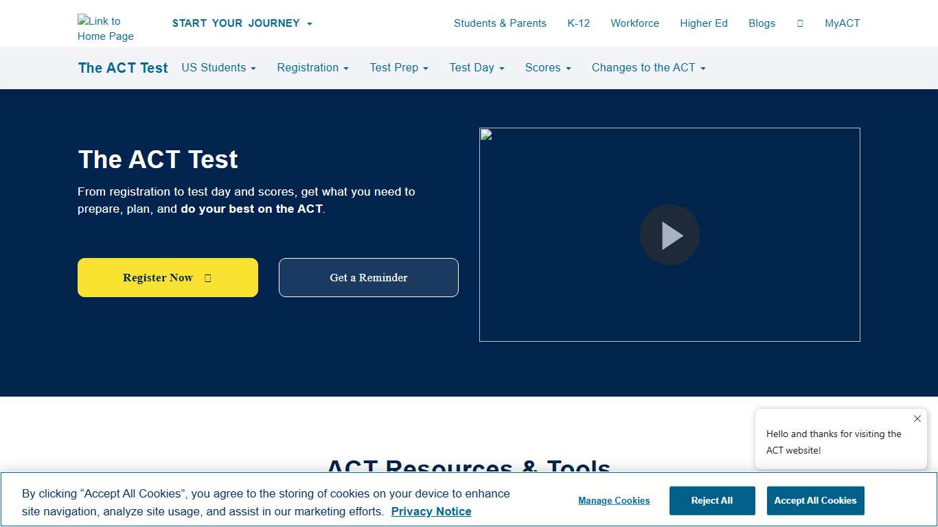 The ACT Test for Students ACT